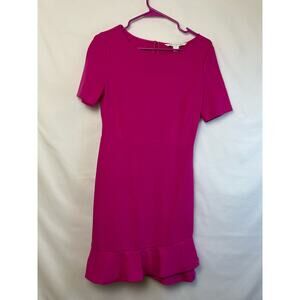 Diane Von Furstenberg Women's Small Pink Short Sleeve Zip Up Back Sheath Dress